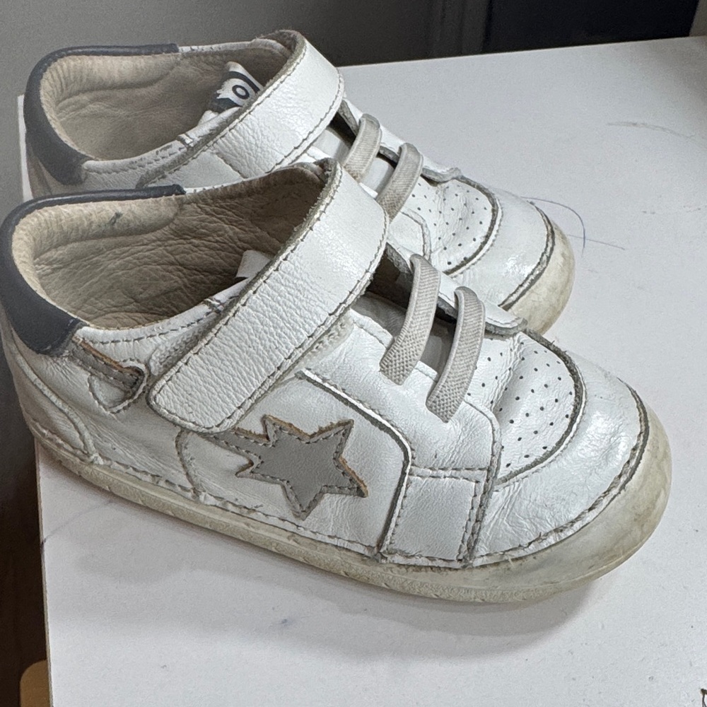 Old Soles White Leather Sneakers with Gray Star